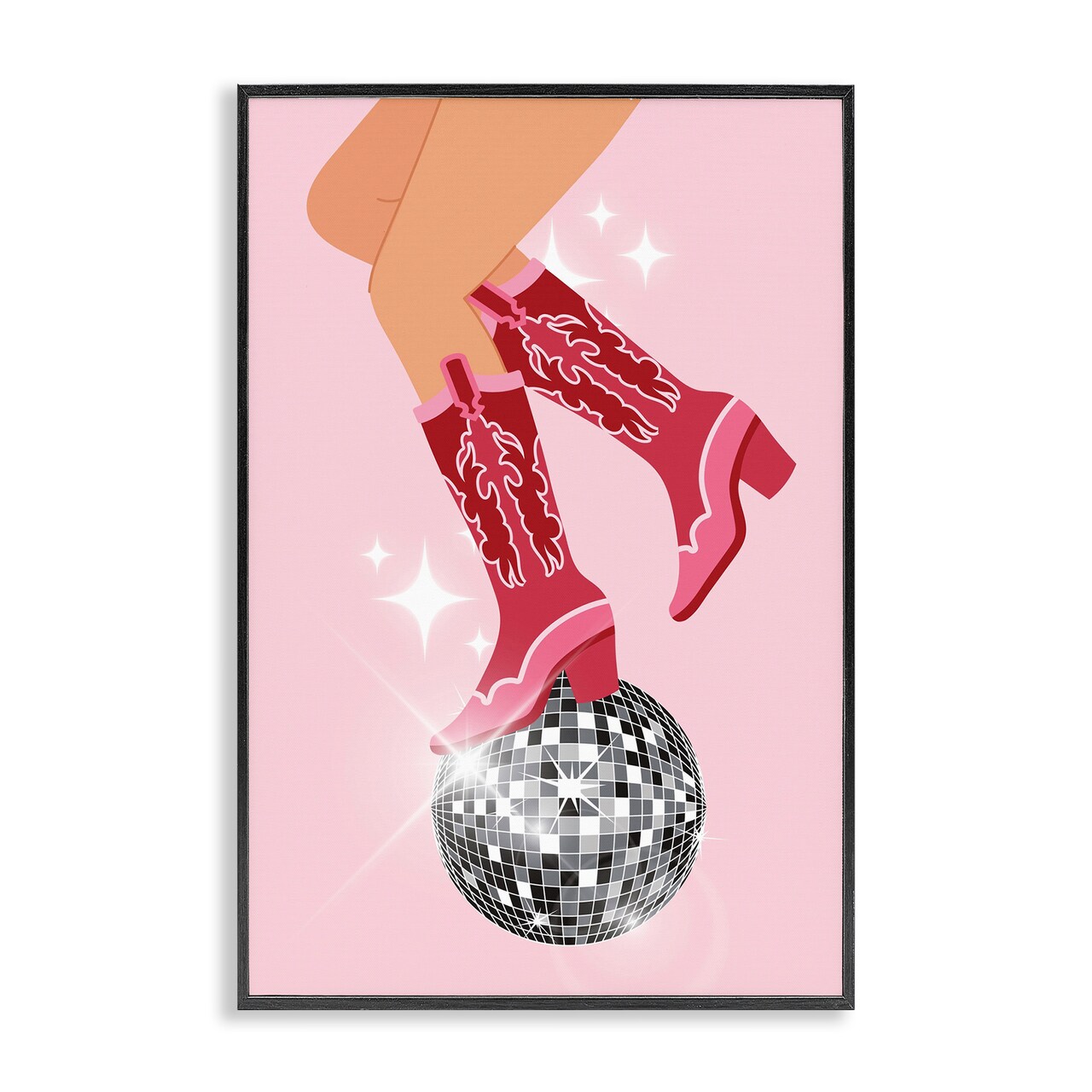 Stupell Industries Balancing Disco Cowgirl Framed Giclee Design by LSR Design Studio